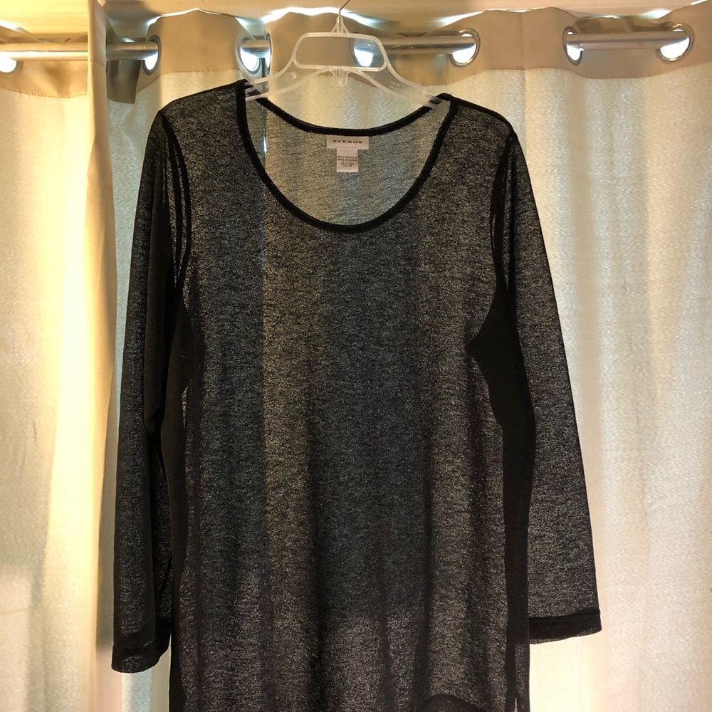 Avenue long sleeve sheer black top.